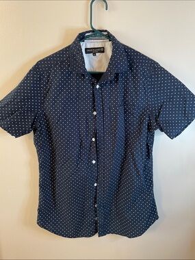 Free Planet Navy and White Polka Dot Short-Sleeve Button-Down